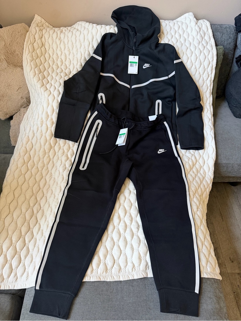 Nike Black Youth Hooded Jacket and Joggers with White Trim